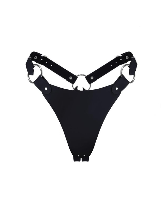 Трусики из натуральной кожи Feral Feelings - String Bikini Black