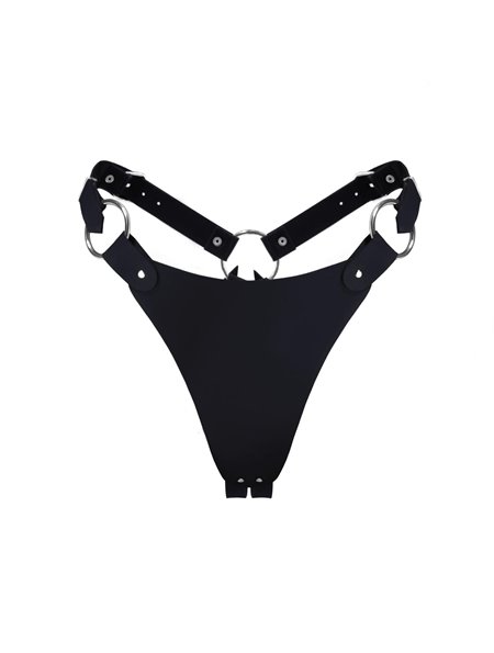 Трусики из натуральной кожи Feral Feelings - String Bikini Black