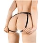 Сексуальные кожаные трусики украшенные цепями Art of sex - Cross, цвет Черный, размер L-2XL