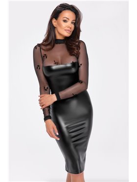 Платье Noir Handmade F310 Sublime wetlook and flocked mesh midi dress - L
