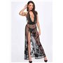 Платье Noir Handmade F312 Divinity long flocked mesh dress with open back - XL