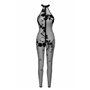 Бодистокинг Noir Handmade F315 Ego flocked mesh halter catsuit - S