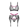 Комплект белья с поясом для чулок Obsessive Novenes 3-pcs set M/L (SX0617)