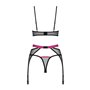 Комплект белья с поясом для чулок Obsessive Novenes 3-pcs set XL/2XL (SX0618)