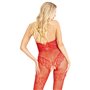 Бодистокинг Leg Avenue Rhinestone Lace and Net Bodystocking Red One Size (SX1039)