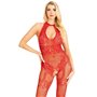 Бодистокинг Leg Avenue Rhinestone Lace and Net Bodystocking Red One Size (SX1039)