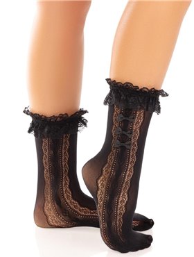 Носочки ажурные с рюшами Leg Avenue Mini Bow Lace Anklet Black
