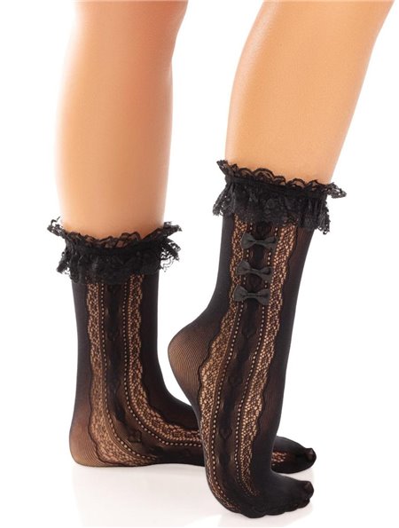 Носочки ажурные с рюшами Leg Avenue Mini Bow Lace Anklet Black
