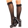 Носочки ажурные с рюшами Leg Avenue Sweetheart Ruffle Cuff Knee Highs Black, высокие