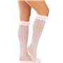 Носочки ажурные с рюшами Leg Avenue Sweetheart Ruffle Cuff Knee Highs White, высокие