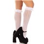 Носочки ажурные с рюшами Leg Avenue Sweetheart Ruffle Cuff Knee Highs White, высокие