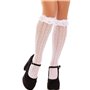 Носочки ажурные с рюшами Leg Avenue Sweetheart Ruffle Cuff Knee Highs White, высокие
