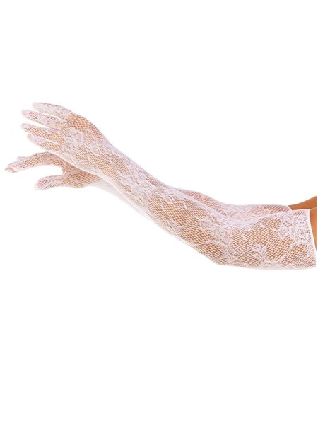Митенки Leg Avenue Lace Opera Length Gloves White (SX1056)