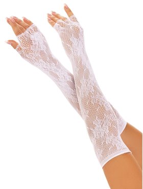 Митенки Leg Avenue Lace Opera Length Fingerless Gloves White (SX1058)