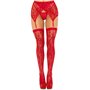 Чулки Leg Avenue Leg Avenue Lace thigh highs & garterbelt Red One Size