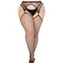 Чулки Leg Avenue Stokings with O-ring Attached Garter Belt Black 1X/2X