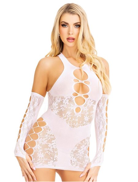 Мини-платье Leg Avenue Mini dress and matching gloves White One Size