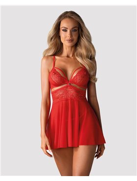 (SALE) Бэби-долл Obsessive 838-BAB-3 babydoll & thong red S/M
