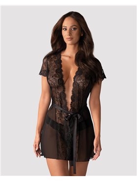 (SALE) Пеньюар Obsessive Alluria peignoir & thong S/M