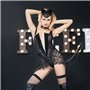 Еротичний костюм кішки "Пристрасна Кітті" One Size Black, боді з глибоким декольте, панчішки, вушка,