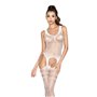 Бодістокінг Passion BS038 white, комбінезон, імітація панчіх і пояса