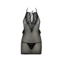 Сорочка прозора приталена Passion ERZA CHEMISE XXL/XXXL, black, трусики