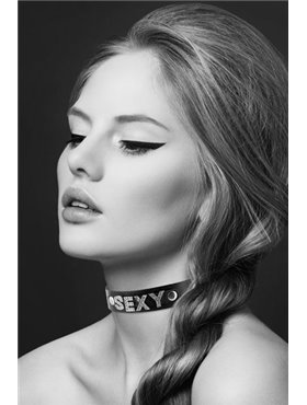 Чокер зі стразами Bijoux Pour Toi - SEXY, натуральна шкіра