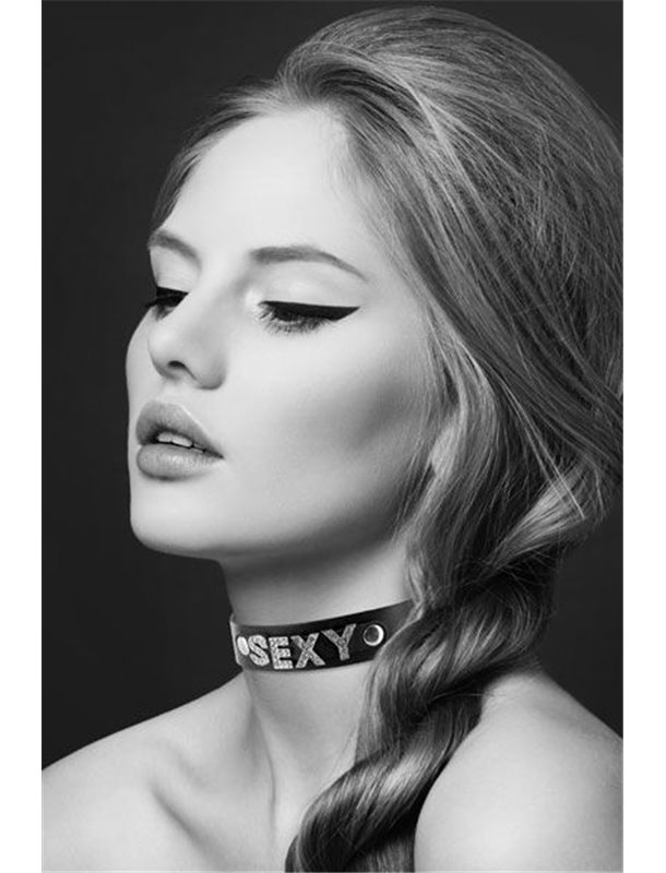 Чокер зі стразами Bijoux Pour Toi - SEXY, натуральна шкіра