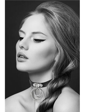 Чокер з двома кільцями Bijoux Pour Toi - TWO RINGS, екошкіра