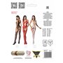 Бодістокінг Passion BS057 red, комбінезон, імітація панчох і пояса