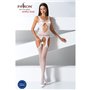 Бодістокінг Passion BS057 white, комбінезон, імітація панчіх і пояса