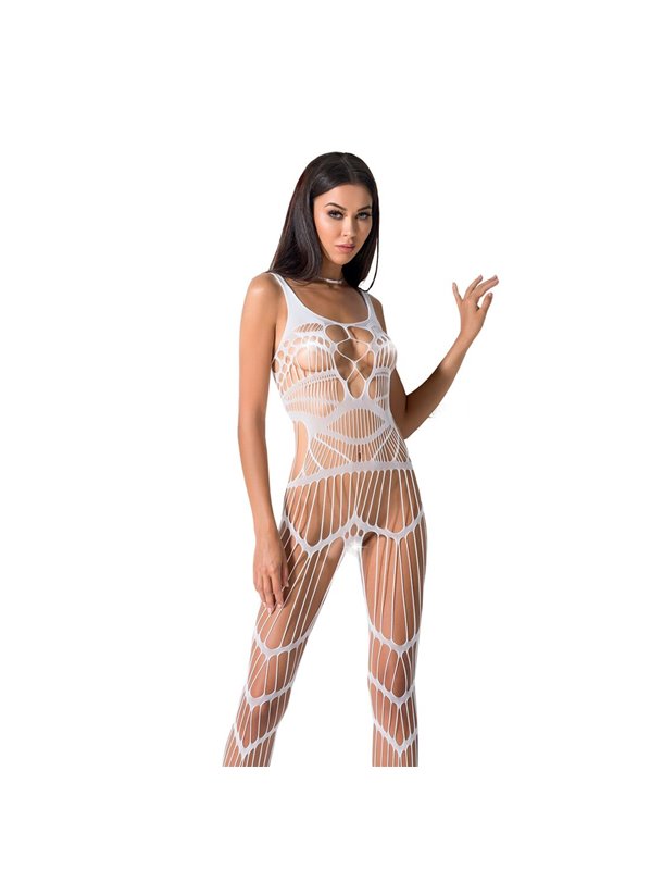 Бодістокінг Passion BS058 white, комбінезон, дуже повітряний