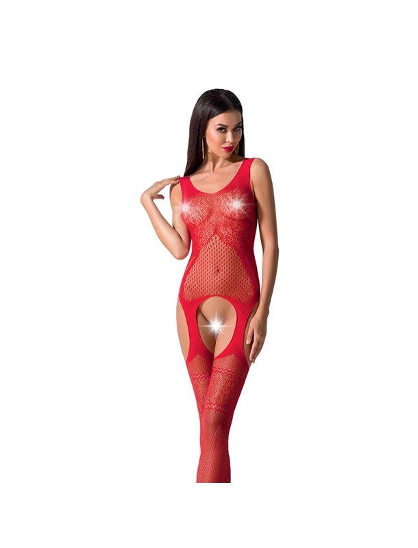 Бодістокінг Passion BS061 red, комбінезон, імітація панчіх