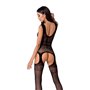 Сітчастий бодістокінг Passion BS062 One Size, Black, комбінезон, імітація панчіх, відкритий доступ