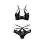 Комплект белья Passion Exclusive NAVEL SET L/XL, black, трусики и лиф с элементами под латекс