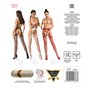 Сітчасті панчохи-стокінги Passion S011 One Size, Red, імітація гартерів, відкритий доступ