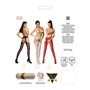 Сітчасті колготки-бодістокінги Passion S013 One Size, Red, імітація панчіх та пояса з гартерами