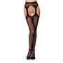 Мереживні колготки-бодістокінги Passion S014 One Size, Black, імітація панчіх та пояса з гартерами
