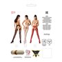 Мереживні колготки-бодістокінги Passion S014 One Size, Red, імітація панчіх та пояса з гартерами