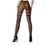 Сітчасті колготки з відкритим доступом Passion S015 One Size, Black, імітація панчіх і трусиків