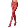 Сітчасті колготки з відкритим доступом Passion S015 One Size, Red, імітація панчіх і трусиків