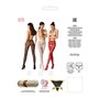 Сітчасті колготки з відкритим доступом Passion S015 One Size, White, імітація панчіх і трусиків