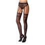Сітчасті панчохи-стокінги Passion S016 One Size, Black, імітація ажурного пояса з гартерами