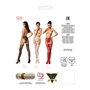 Сітчасті панчохи-стокінги Passion S016 One Size, Red, імітація ажурного пояса з гартерами