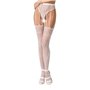 Сітчасті панчохи-стокінги Passion S016 One Size, White, імітація ажурного пояса з гартерами