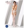 Сітчасті панчохи-стокінги Passion S016 One Size, White, імітація ажурного пояса з гартерами