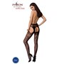 Сексуальні колготки-бодістокінги Passion S022 One Size, Black, імітація панчіх і пояса з гартерами