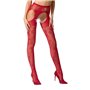 Сексуальні колготки-бодістокінги Passion S022 One Size, Red, імітація панчіх і пояса з гартерами PSS022R Passion (Польща) фот...