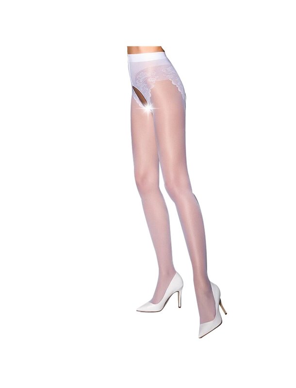 Еротичні колготки Passion TIOPEN 006 3/4 (30 den), white, з вирізом, імітація трусиків