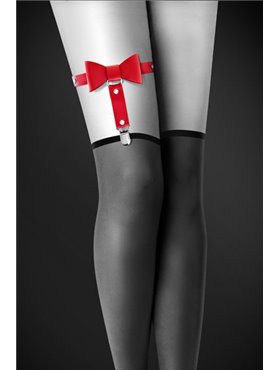 Гартер на ногу Bijoux Pour Toi - WITH BOW Red, сексуальна підв'язка з бантиком, екошкіра